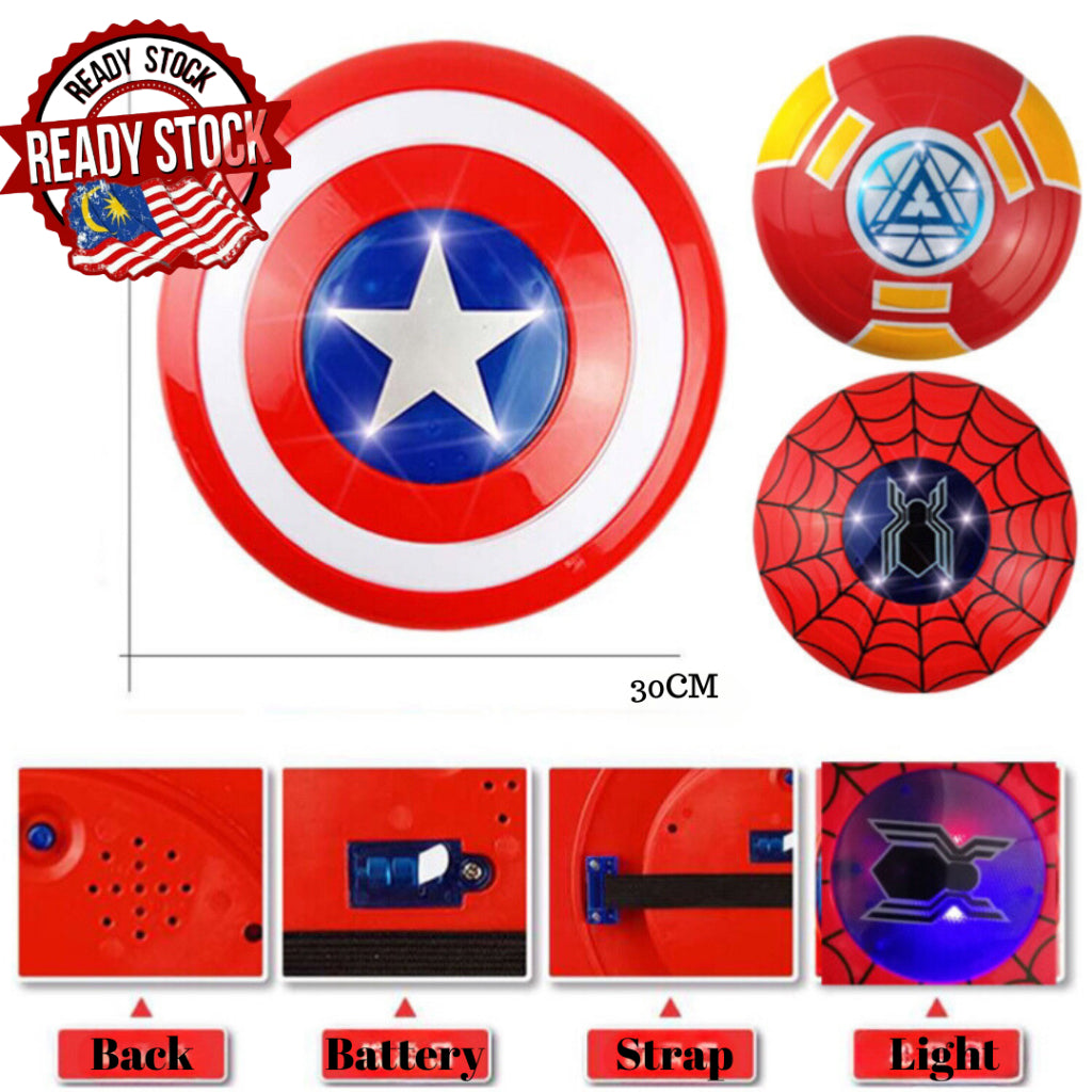 LED Light with Sound Spider Hullk Ultra Captain Shields Kids Dress Up Halloween Cosplay Props Party Event