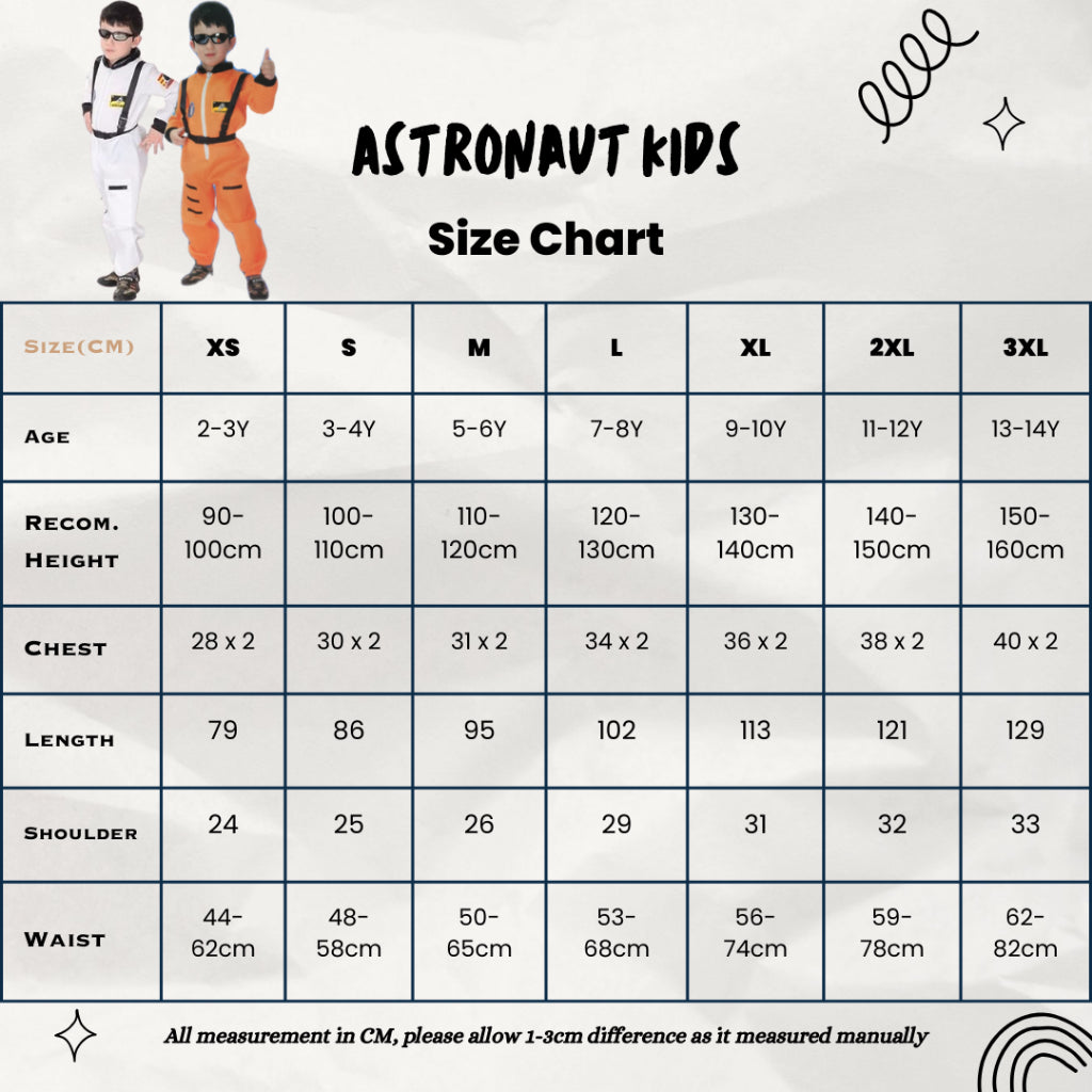 Kids & Adult Astronaut Costume Cosplay Event Party Halloween Occupation Career Kerjaya Angkasawan Appollo