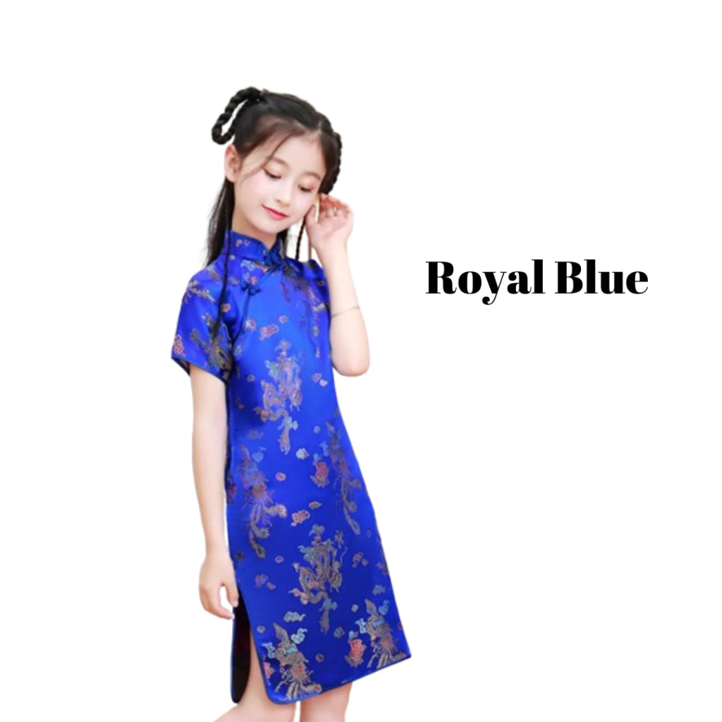 Children Cheongsam New Summer Retro Princess Dress Chinese Girl Qipao Gown Dress Costume Cosplay