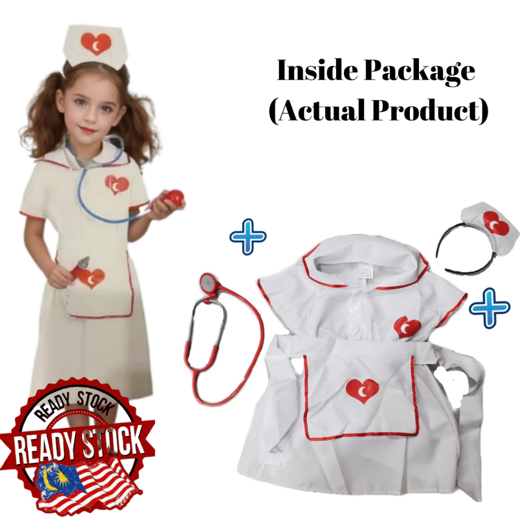 Costume Doctor Nurse Bulan Sabit Kids Cosplay Occupation Surgeon Event Party Kerjaya Halloween