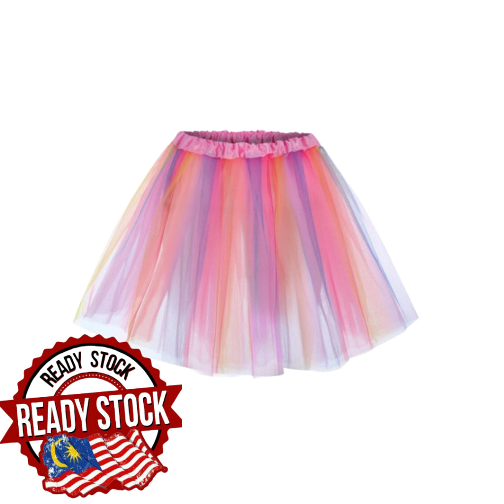 Candy Color Multicolor Skirt Girls Rainbow Tutu Skirt Dance Party Ballet Tulle Tutu Skirt 2-8 Years 3 Layers Princess