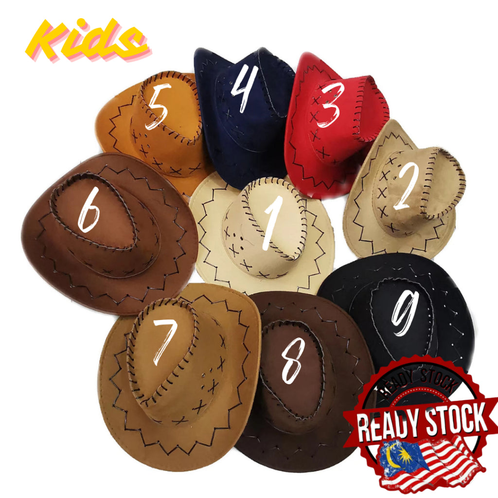 [SK Shoppe] Ready Stock Cowboy Hat Suede Look Wild West Fancy Dress Men Lady Cowgirl Unisex Hat