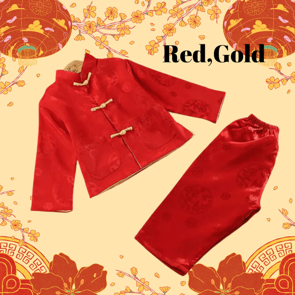 Kids' Tang Suit with 3/4 Sleeves and Crop Pants Costume Cosplay CNY Cheongsam Boy