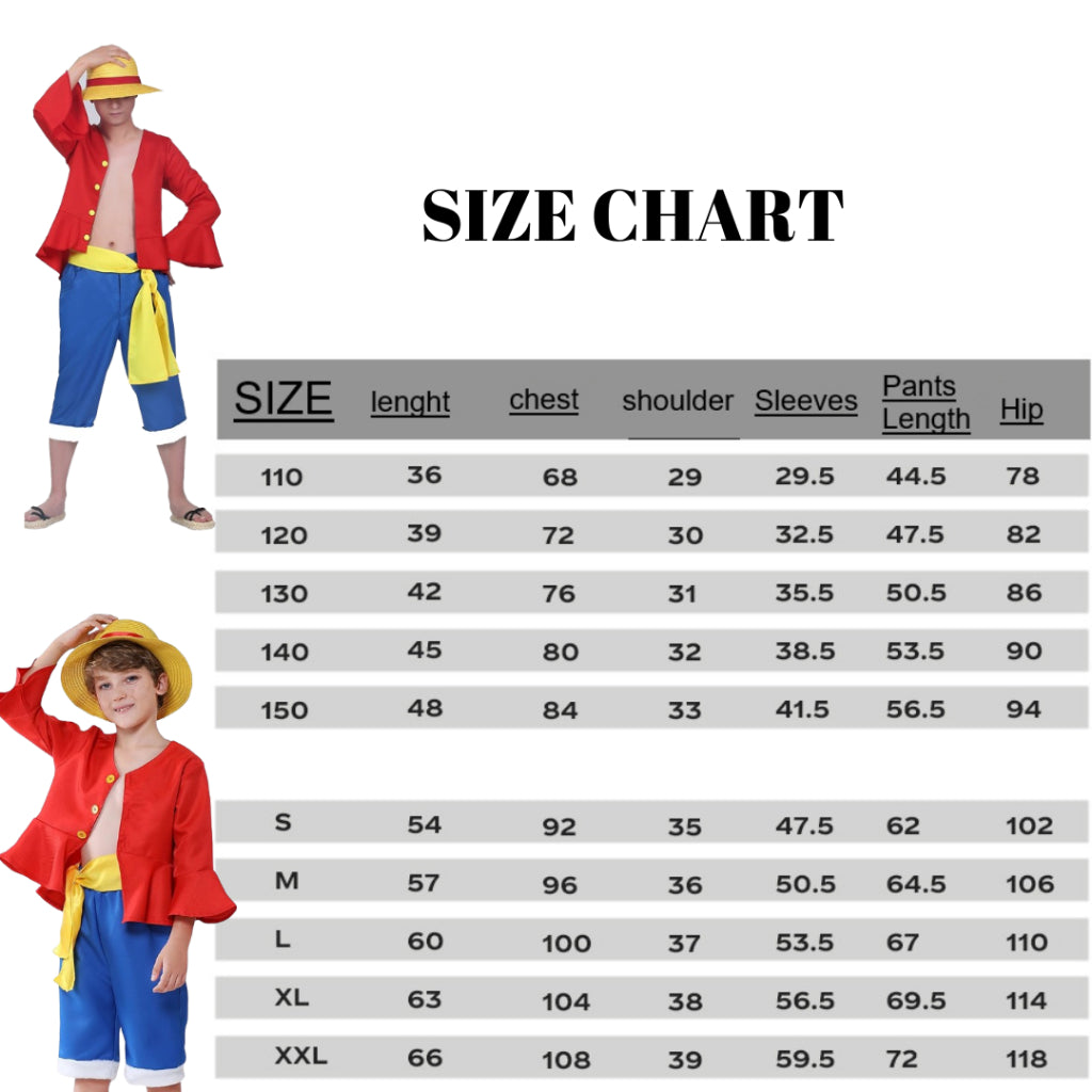 Costume One Piece Luffy & Roronoa Zoro Cosplay Shirt Pants Clothes Hat Suit Halloween Christmas Party for Kids & Adult