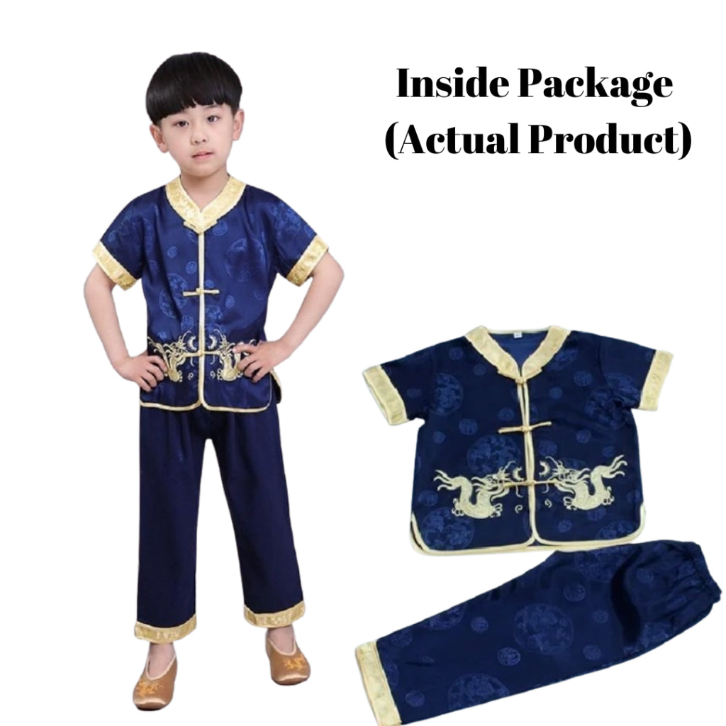 Kids Chinese Style Tang Suit Boy Pants Children Red Hanfu Zhongsam Dress Oriental Traditional Outfit cosplay costume