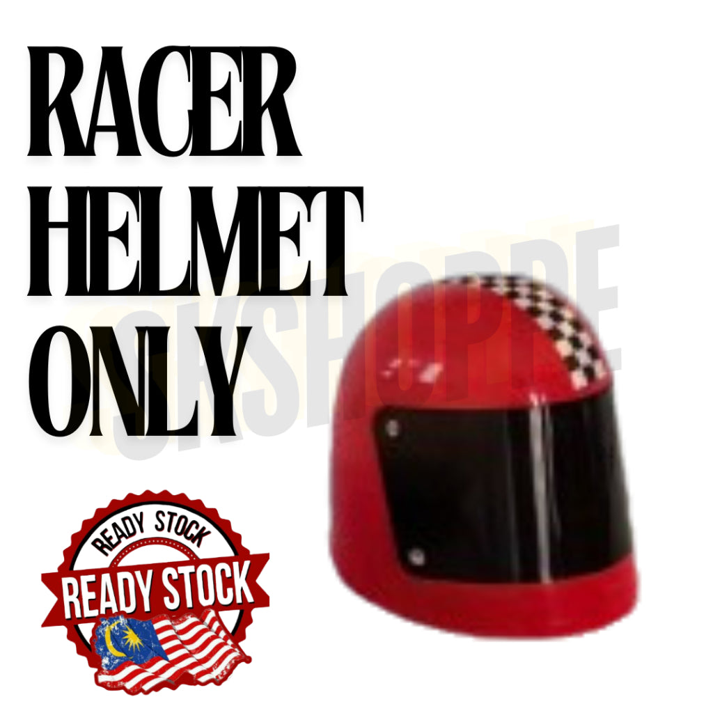 Pretend To Be Costume 1-Piece Red Suit & Helmet Racer Cosplay Quality Race Car Driver Fancy Dress up Unisex