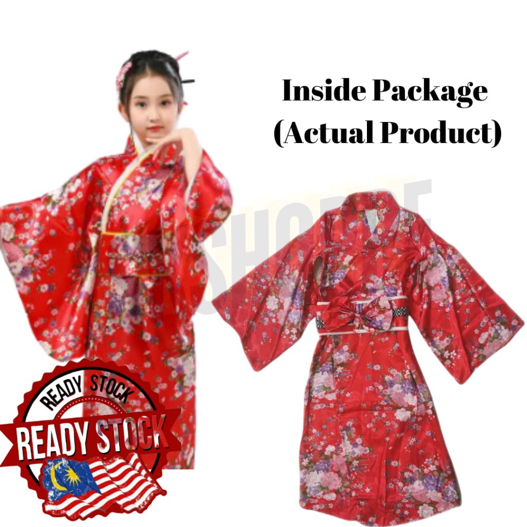 New Kids & Adults Kimono Print Bathrobe Girl Women Princess Dress Show Dress Cute Bow robe set