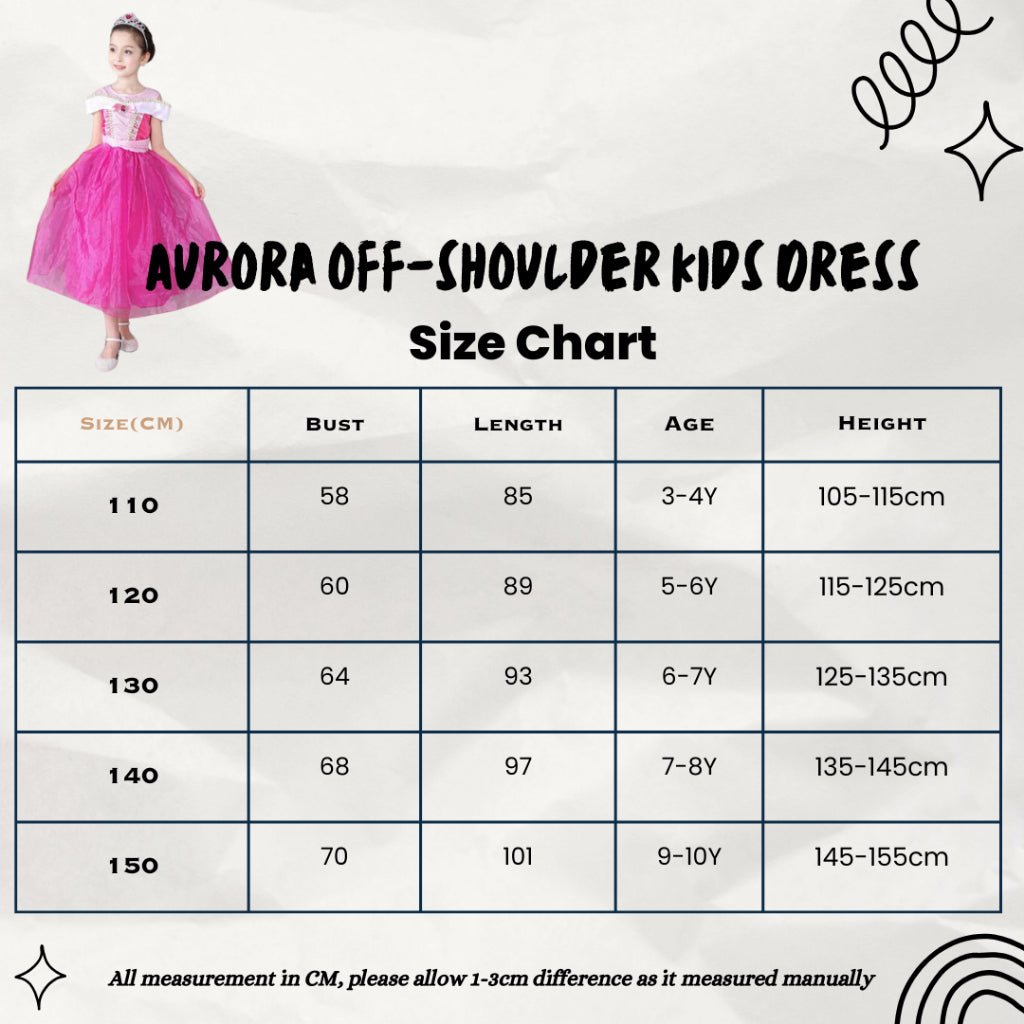 Sleeping Beauty Princess Dress Aurora Costume Girls Costumes Birthday Party Dress up for Girls Cosplay Offshoulder