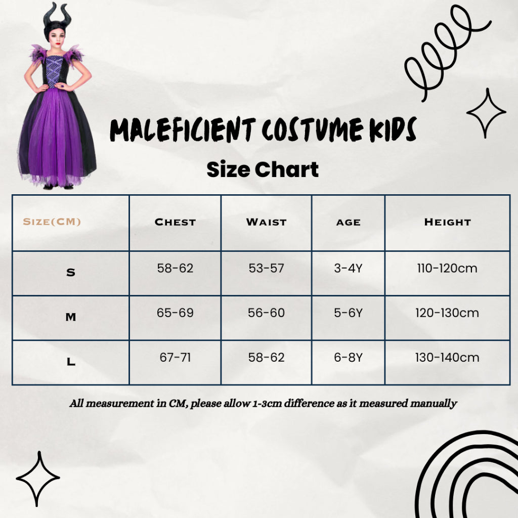 Disney Maleficent Costume Dress Halloween Kids & Adult Fancy Christening Black Cosplay Demon Queen Witch Party