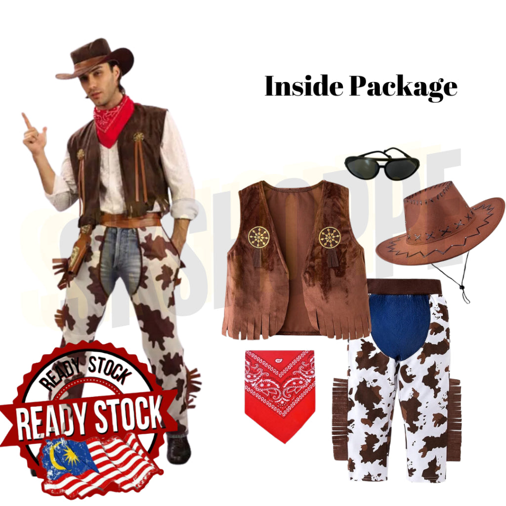 Western Cowboy Toystory Costume Cosplay Cartoon Toddler Cowboy Costume Halloween Birthday西方牛仔 Malaysia Ready Stock