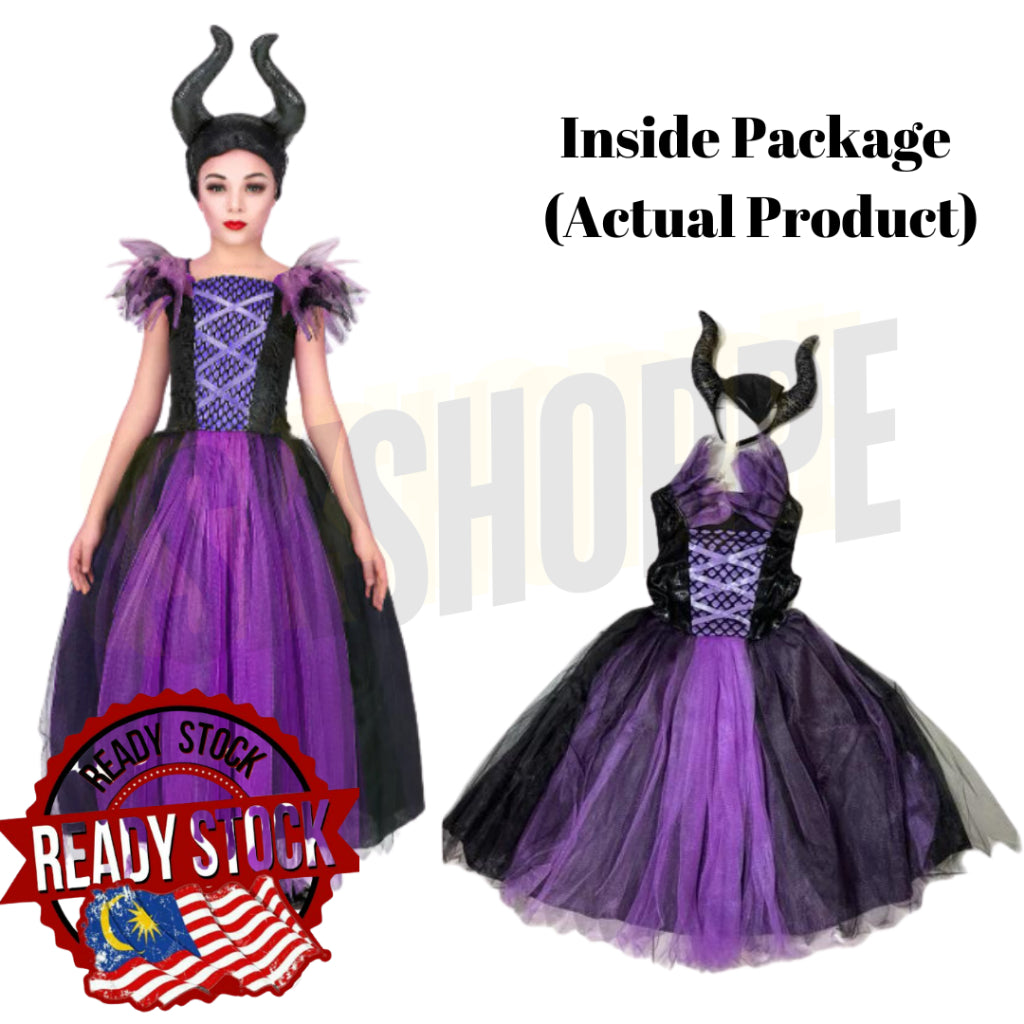 Disney Maleficent Costume Dress Halloween Kids & Adult Fancy Christening Black Cosplay Demon Queen Witch Party