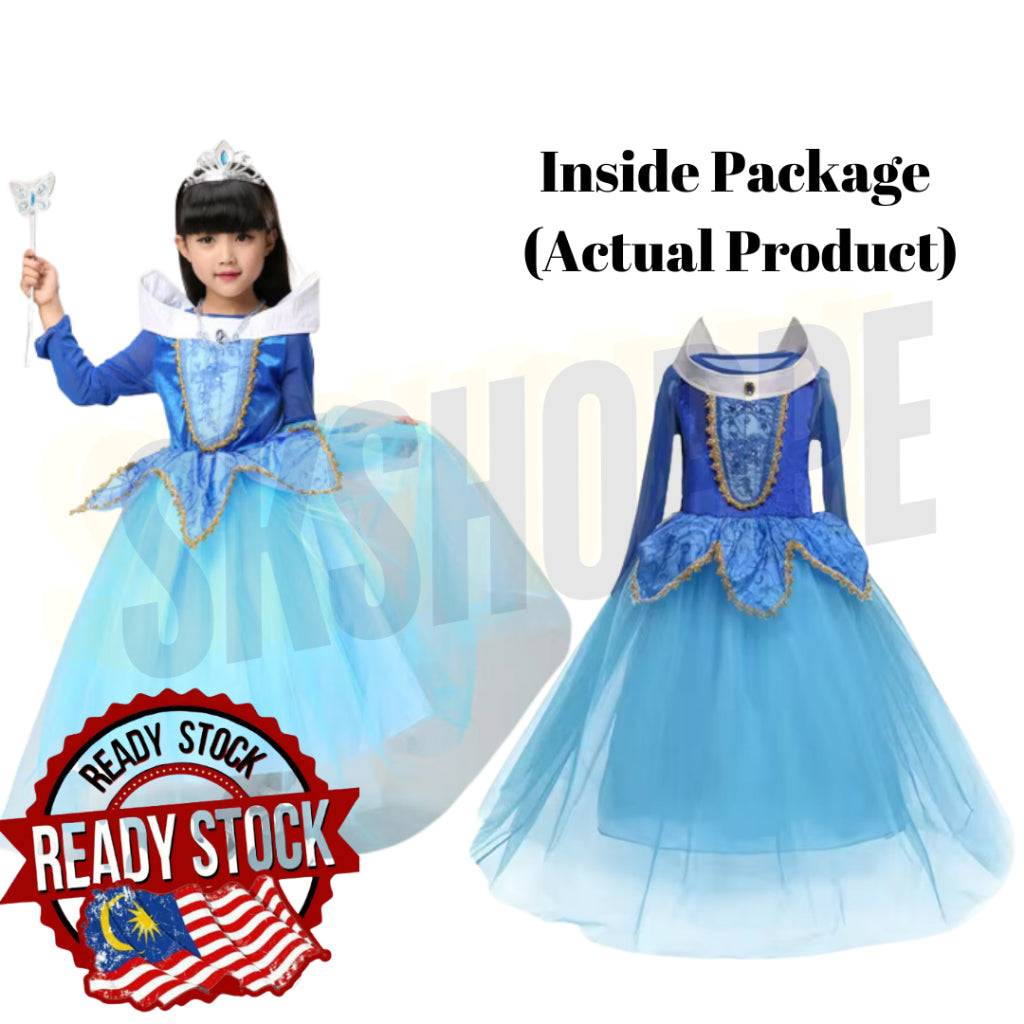 Sleeping Beauty Princess Dress Aurora Costume Girls Costumes Birthday Party Dress up for Girls Cosplay Offshoulder