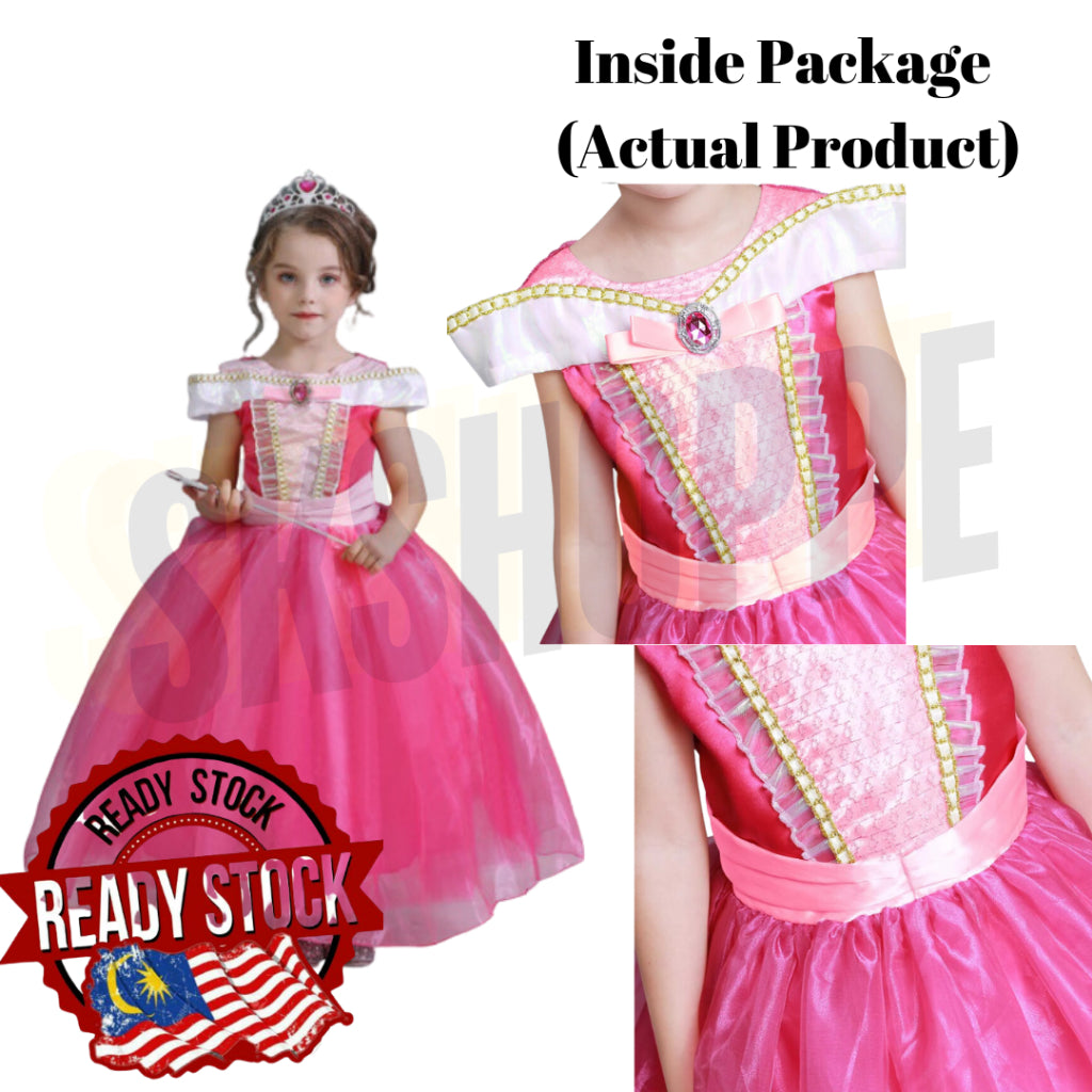 Sleeping Beauty Princess Dress Aurora Costume Girls Costumes Birthday Party Dress up for Girls Cosplay Offshoulder