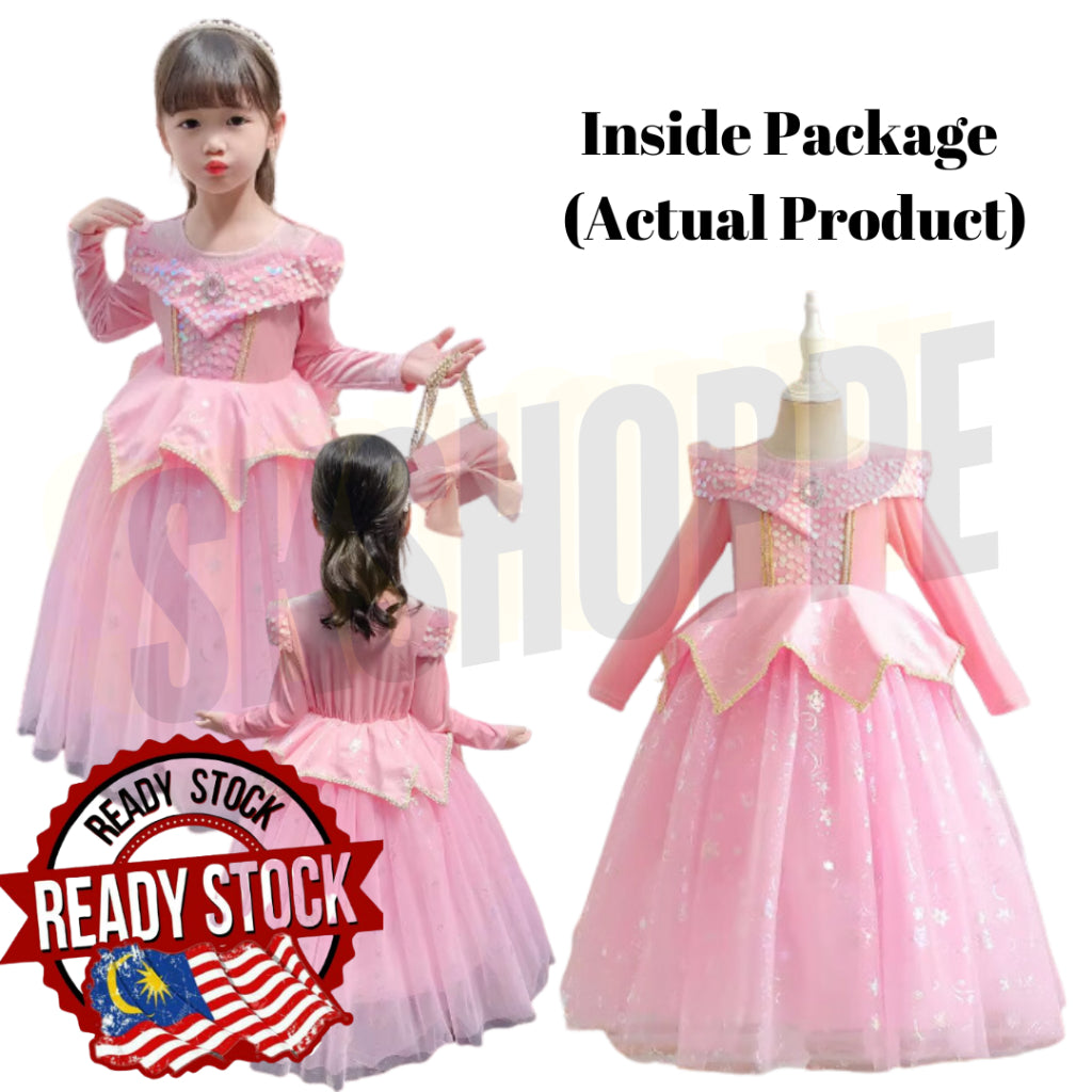 Sleeping Beauty Princess Dress Aurora Costume Girls Costumes Birthday Party Dress up for Girls Cosplay Offshoulder