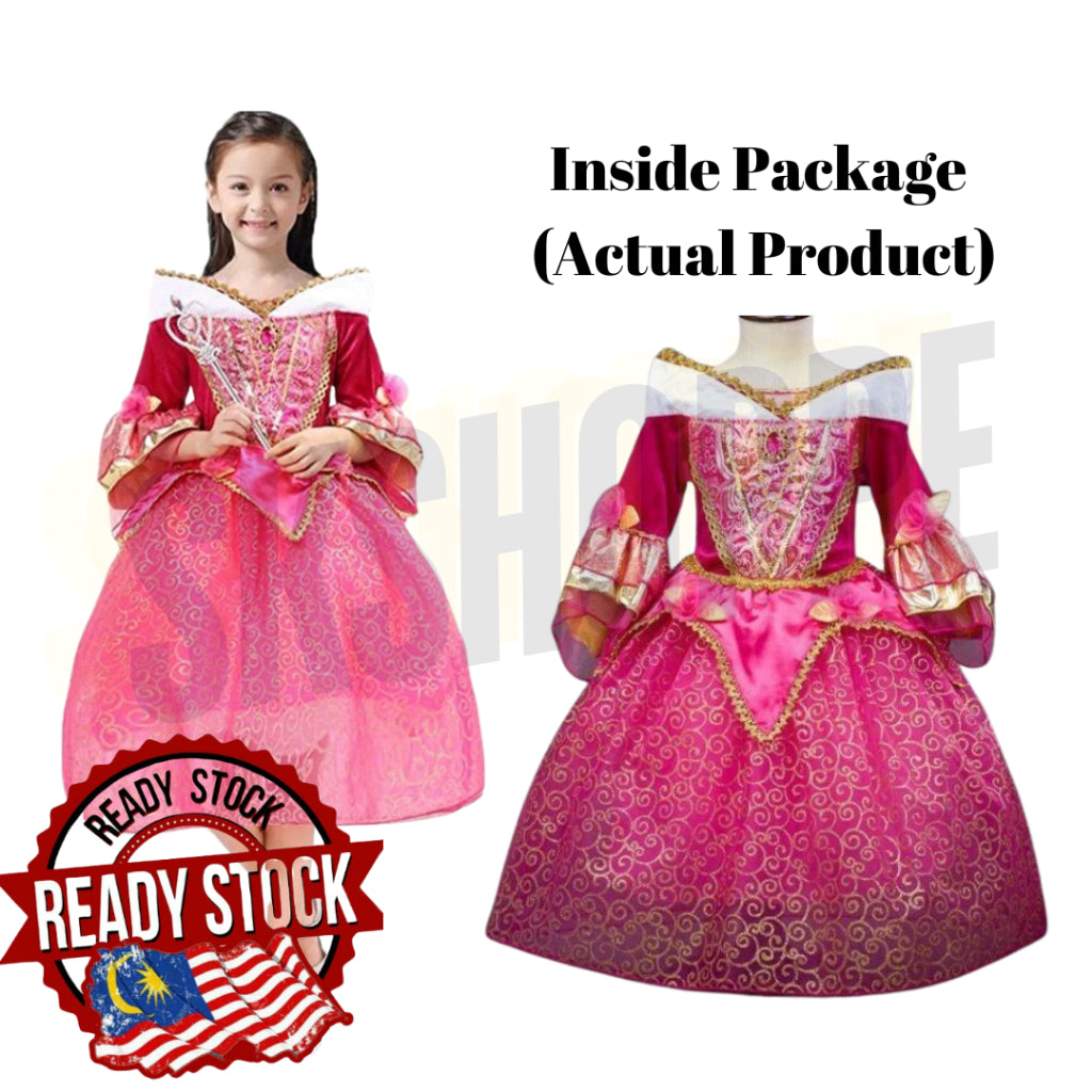 Sleeping Beauty Princess Dress Aurora Costume Girls Costumes Birthday Party Dress up for Girls Cosplay Offshoulder