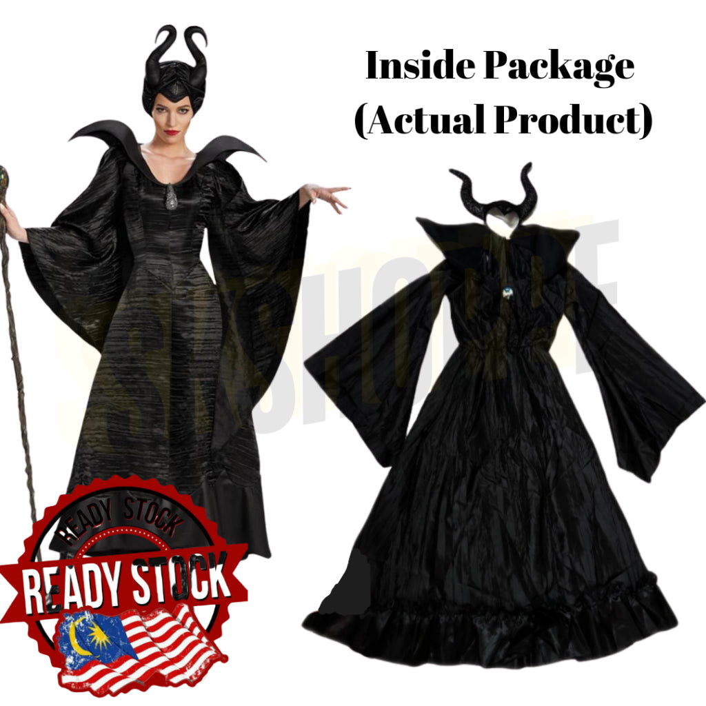 Disney Maleficent Costume Dress Halloween Kids & Adult Fancy Christening Black Cosplay Demon Queen Witch Party