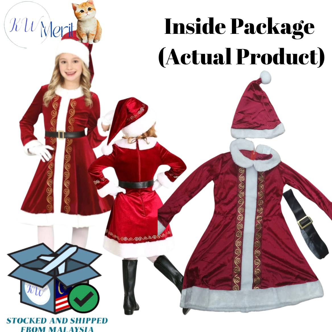 Christmas Costume Santa Girl Cosplay Kids Costume Event Party Holiday Festival