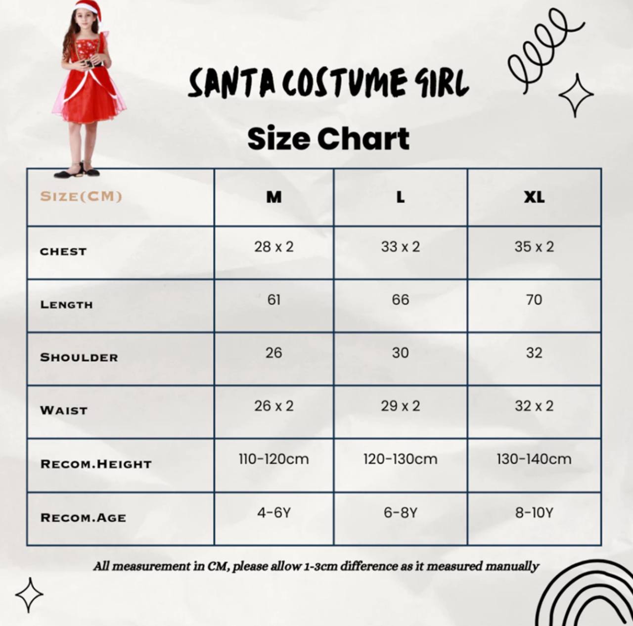 Christmas Costume Santa Girl Cosplay Kids Costume Event Party Holiday Festival