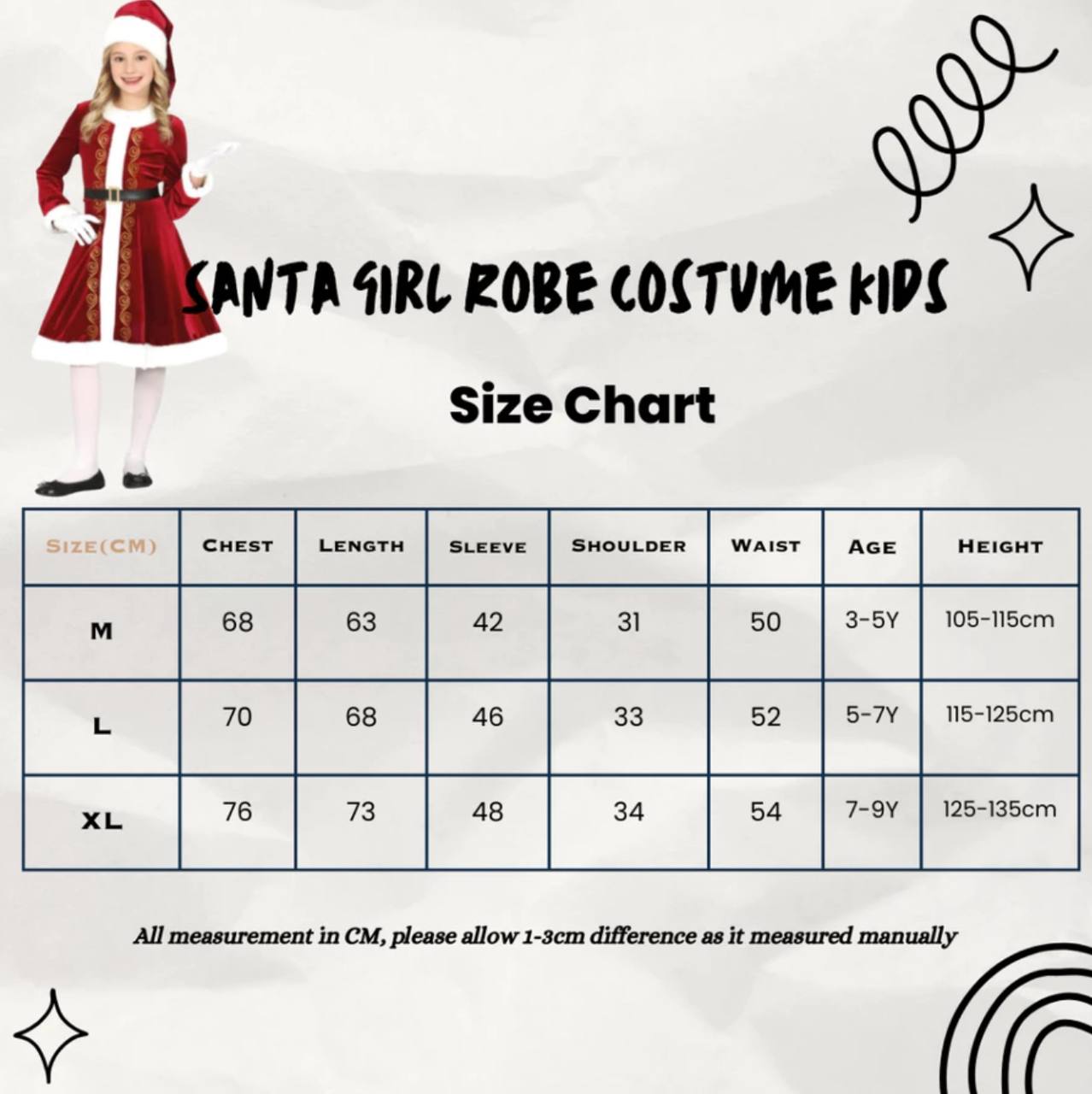 Christmas Costume Santa Girl Cosplay Kids Costume Event Party Holiday Festival