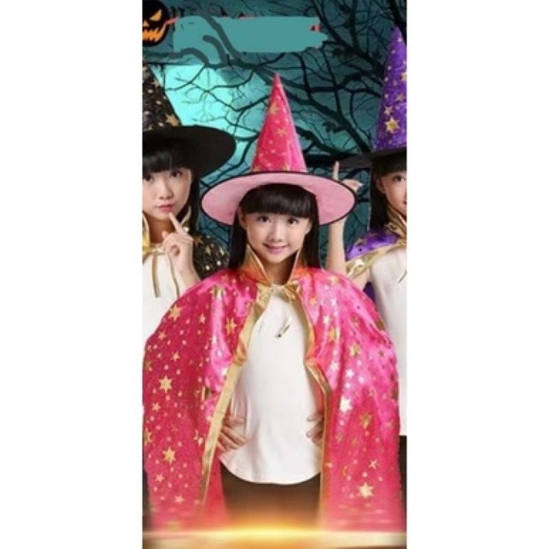 Costume Halloween Kids Cape - Colourful W/Hat