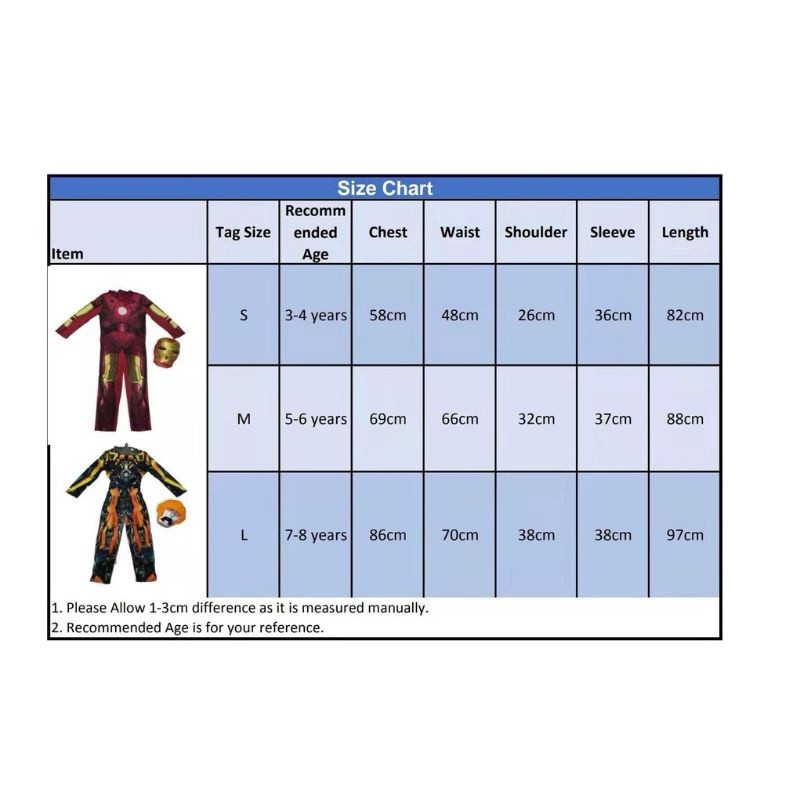 Costume Superhero Big Cutting Various Design [Spiderman, Transformer, Ironman, Captain America]